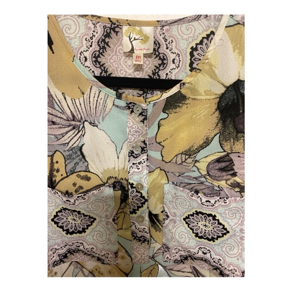 Anthropologie Fig and Flower Floral Hi/Lo Front Placket Tunic Split Sides M - Picture 13 of 15